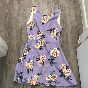 Francesca's Collections Lavender Floral Mini Dress